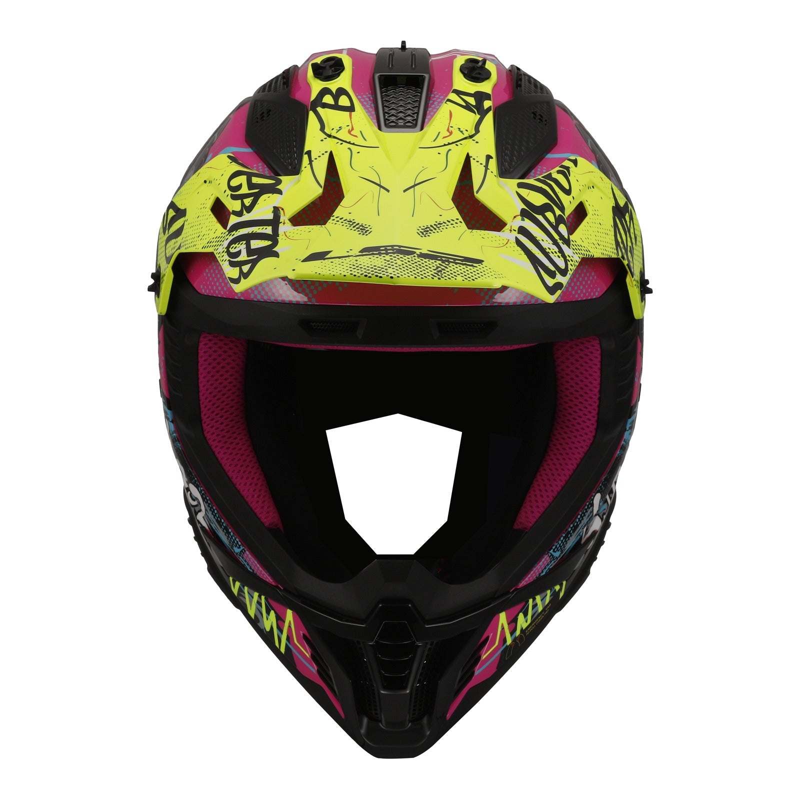 LS2 MX708 Fast II Gorilla Helmet - Purple / Hi-Vis Yellow 06